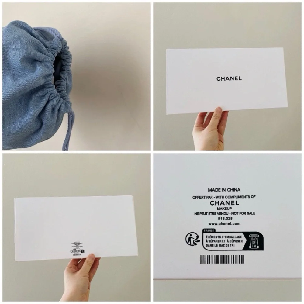 New Chanel Beauty GWP Light Blue Denim Drawstring Pouch Makeup Cosmetic Bag